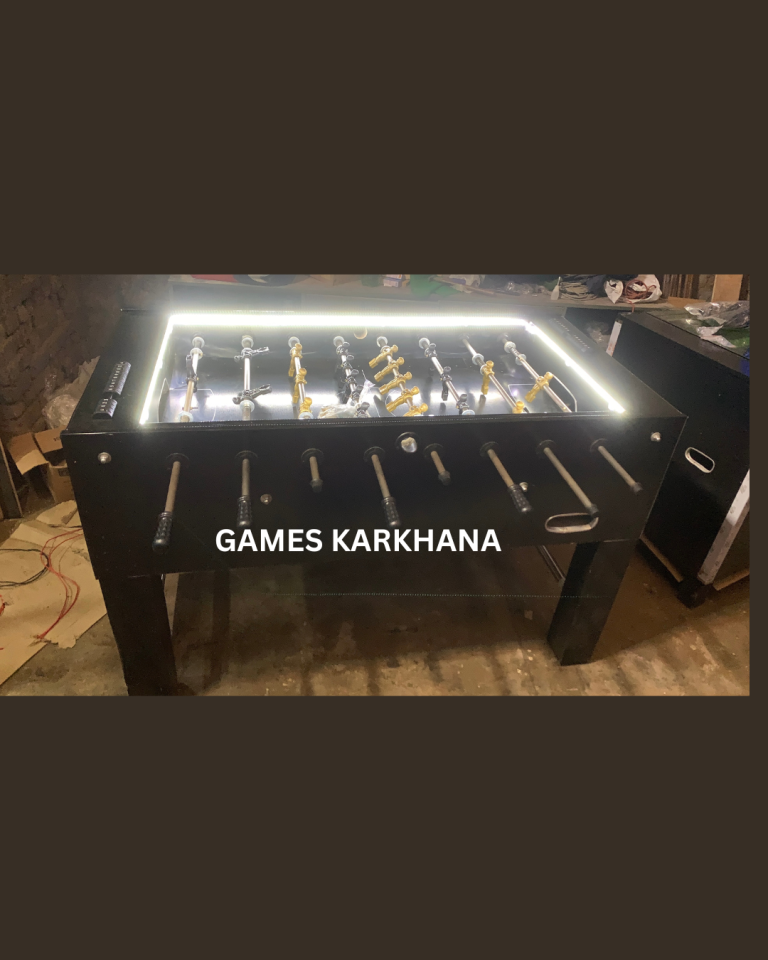 black foosball table